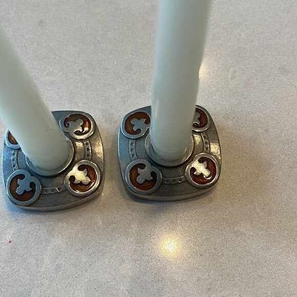 Danforth fine pewter  USA 2 candlesticks super unique. - Picture 4 of 4